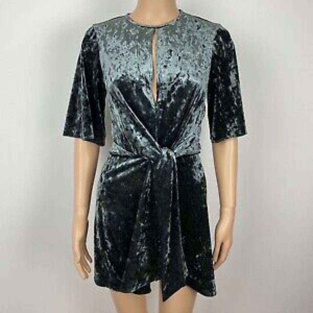 Zara crushed velvet dress in green - size S